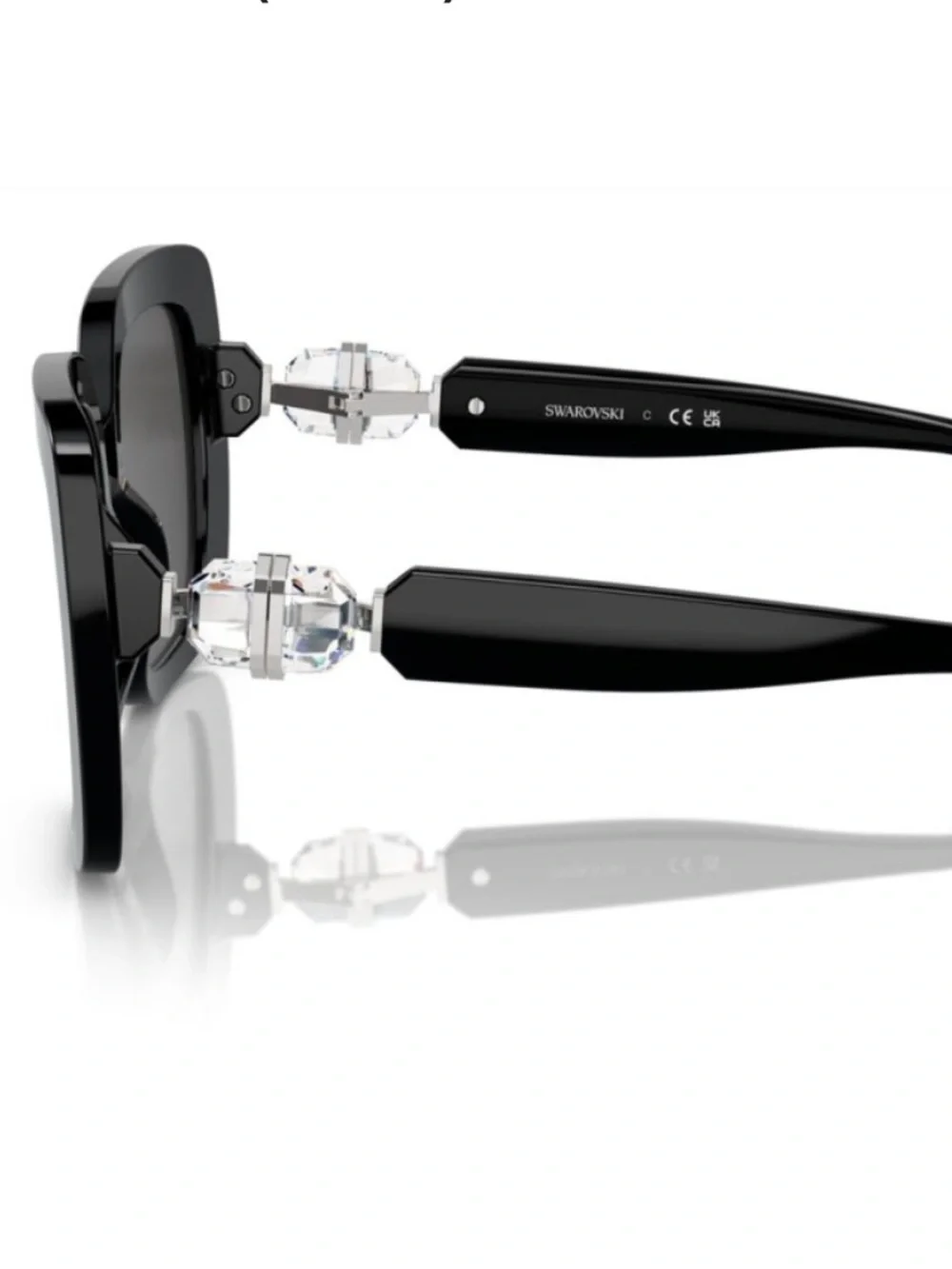 Swarovski Black Square Women's Sunglasses with Silver Accents